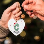 Personalizado lindo corazón de Navidad ornamento de cerámica con la inicial y el nombre del árbol de Navidad colgante de decoración para la familia Kid