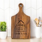 Personalised Sweet Home Wood Bamboo Reversible Cheese Charcuterie Chopping Board with Grip and Name Housewarming Wedding Gift for Family Couple