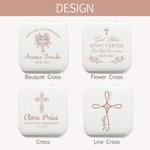 Boîte à bijoux personnalisée en cuir pour la première communion avec nom et date, étui portable, accessoire de voyage, cadeau de baptême pour elle