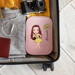 Personalized Prom Queen Birth Flower Name PU Leather Jewelry Box with LED Makeup Mirror Travel Accessory Birthday Anniversary Party Gift for Women