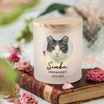 Personalisiertes Foto LED-Gedenklicht für Hunde Katzen mit Foto Text Holzdeckel und Mattglas Haustier Verlust Trost Geschenk für Tierbesitzer