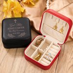 Boîte à bijoux personnalisée en cuir pour la première communion avec nom et date, étui portable, accessoire de voyage, cadeau de baptême pour elle