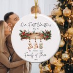 Gepersonaliseerd Ons Eerste Kerstkous Element Ornament met 1-6 Namen Kerstboom Decoratie Kerstcadeau voor Familie Vriend