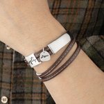 Personalised Western Horse-themed Double Wrap Leather Bracelet with Name Disc Equestrian Birthday Gift for Horse Lover Owner