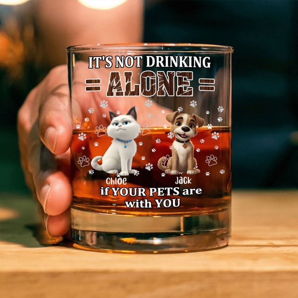 Personalizzato Carino 3D Cartoon 1-3 Cani Gatti 10 oz Whiskey Vetro Sottobicchiere in ardesia con nome Regalo di compleanno per gli amanti degli animali bevitori