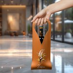 Sac à Vin en Cuir avec Poignée Protectrice Personnalisé avec Nom Cadeau d Anniversaire pour Amateur de Vin