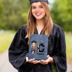 Gorra de Graduación Personalizada Caricatura de Personaje 100 Páginas Cuaderno de Cuero Forrado con Nombre Inicial Regalo de Graduación para Graduados de Escuela Secundaria y Universidad