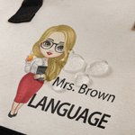 Personalisierte Cartoon-Charakter Canvas große Tragetasche mit Namen und Thema Büro Lehrer Tag zurück zu Schule Geschenk für Lehrer