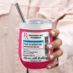 Personalizzato rosa Hangover Recovery Kit 12 oz vino Tumbler con pillola RX Design Compleanno Addio al Nubilato Bomboniera per Ragazza Donna