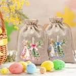 Conejito de Pascua personalizado Bolsa de regalo de arpillera cruzada con nombre Fiesta de caza de Pascua Regalo para niños Niñas