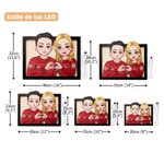 Marco de madera con soporte y personaje de dibujo animado con gesto de corazón personalizado regalo de San Valentín o aniversario para pareja