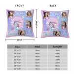 Personalized Fantasy Mermaid 4 Photos Square Soft Throw Pillow Cover with Name Home Decor Birthday Gift for Girl