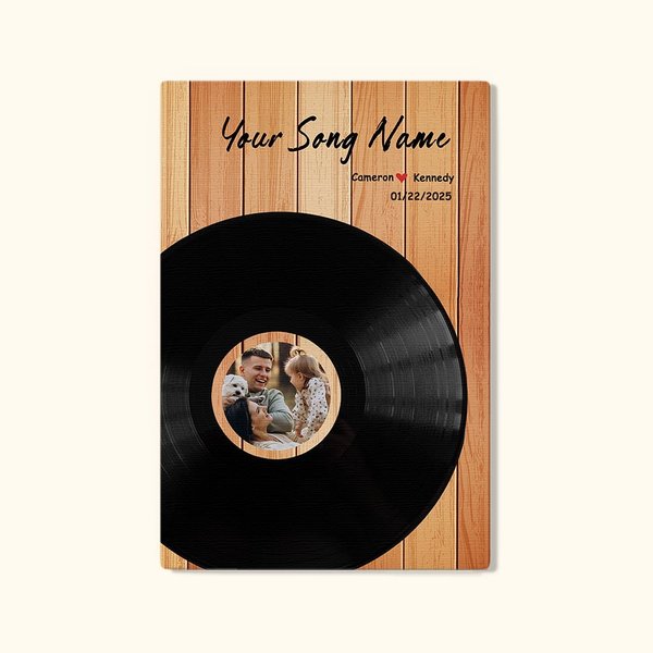 Gepersonaliseerde Vinyl Platenplaat Frameloos Schilderij met Naam en Foto Verjaardag Moederdag Vaderdag Cadeau voor Familie Koppel
