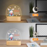Personalisierte Aquarell Tiere LED-Nachtlicht mit hölzernen Basis Kindertag Geburtstag Geschenk für Kinder