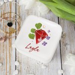 Personalizado piedra de nacimiento joyero cuadrado con nombre de viaje Esenciales Cumpleaños Boda Regalo para Niñas Mujeres