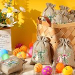 Conejito de Pascua personalizado Bolsa de regalo de arpillera cruzada con nombre Fiesta de caza de Pascua Regalo para niños Niñas