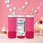 Personalised Hangover Kits Prescription Bottle 20oz Skinny Tumbler Bachelorette with Name Text Party Birthday Party Gift for Girls
