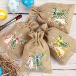 Conejito de Pascua personalizado Bolsa de regalo de arpillera cruzada con nombre Fiesta de caza de Pascua Regalo para niños Niñas