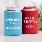 Personlig Lucky Shamrock flerfärgad ölburkskylare med text uppsättning av 12 dryckestillbehör St. Patrick's Day Partygåva för drinkare spritälskare
