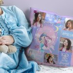 Personalized Fantasy Mermaid 4 Photos Square Soft Throw Pillow Cover with Name Home Decor Birthday Gift for Girl