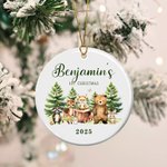 Personifierad Babys första jul Söta skogsdjur Räv Kanin Keramisk prydnad Träddekoration Julklapp för pojkar Flickor