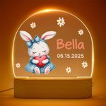 Personalisierte Aquarell Tiere LED-Nachtlicht mit hölzernen Basis Kindertag Geburtstag Geschenk für Kinder
