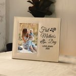 Personalised First Mother's Day Leather Photo Frame with Text and Folding Stand Memorial Keepsake Mother's Day Gift for Her