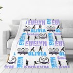 Personalisierte Energetic Tennis Mädchen Silhouette weiche Decke mit Multicolor Namen Home Decor Geburtstagsgeschenk für Sport Tennisliebhaber