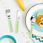 Personalisierte Cute Bunny Kid's Gabel Löffel Messer 3 Stück Besteck-Set mit Fall und Name zurück zu Schule Ostern Geburtstag Geschenk für Kinder