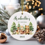 Personifierad Babys första jul Söta skogsdjur Räv Kanin Keramisk prydnad Träddekoration Julklapp för pojkar Flickor