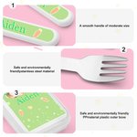 Personalisierte Cute Bunny Kid's Gabel Löffel Messer 3 Stück Besteck-Set mit Fall und Name zurück zu Schule Ostern Geburtstag Geschenk für Kinder