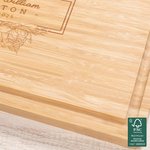 Personalisierte eingraviert Floral Initial Name Text FSC Bambus Charcuterie Schneidebrett mit Saft Rille Housewarming Hochzeit Geschenk für Familie Freund
