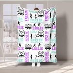 Personalisierte Energetic Tennis Mädchen Silhouette weiche Decke mit Multicolor Namen Home Decor Geburtstagsgeschenk für Sport Tennisliebhaber
