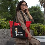 Personalised Teacher Cartoon Character Name Large Tote Bag with Mesh Pocket Back to School Appreciation Gift for Teacher