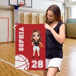 Personalized Basketball Football Cartoon Soft Quick Dry Waffle Towel with Name and Hanging Clip Sports Accessories Birthday Gift for Sports Lovers