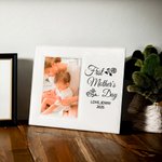 Personalised First Mother's Day Leather Photo Frame with Text and Folding Stand Memorial Keepsake Mother's Day Gift for Her
