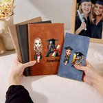 Gorra de Graduación Personalizada Caricatura de Personaje 100 Páginas Cuaderno de Cuero Forrado con Nombre Inicial Regalo de Graduación para Graduados de Escuela Secundaria y Universidad