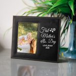 Personalised First Mother's Day Leather Photo Frame with Text and Folding Stand Memorial Keepsake Mother's Day Gift for Her