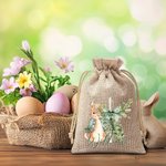 Conejito de Pascua personalizado Bolsa de regalo de arpillera cruzada con nombre Fiesta de caza de Pascua Regalo para niños Niñas