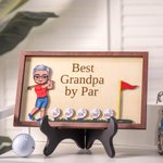 Personalisierte Best Dad Mom von Par Cartoon Golf Charakter hölzerne Plakette mit 1-8 Namen und Halter Home Decor Vatertag Geburtstag Geschenk für Golfliebhaber