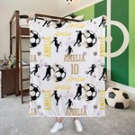 Personalized Colorful Soccer Girl Soft Throw Blanket with Names Home Decor Birthday Gift for Sports Soccer Lovers