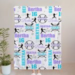 Manta personalizada de béisbol con nombres multicolores, regalo de cumpleaños para los amantes del béisbol.