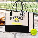 Spersonalizowana torba na ramię Baseball Basketball Mom Large Canvas Tote Bag with Text Game Day Sports Mom Gift for Women