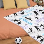 Personalized Colorful Soccer Girl Soft Throw Blanket with Names Home Decor Birthday Gift for Sports Soccer Lovers