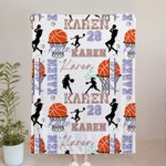 Couverture de basket-ball personnalisée avec noms multicolores Cadeau d'anniversaire pour les amoureux du sport et du basket-ball