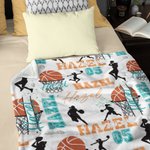Couverture de basket-ball personnalisée avec noms multicolores Cadeau d'anniversaire pour les amoureux du sport et du basket-ball