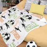 Personalized Colorful Soccer Girl Soft Throw Blanket with Names Home Decor Birthday Gift for Sports Soccer Lovers