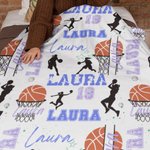 Couverture de basket-ball personnalisée avec noms multicolores Cadeau d'anniversaire pour les amoureux du sport et du basket-ball