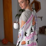Couverture de basket-ball personnalisée avec noms multicolores Cadeau d'anniversaire pour les amoureux du sport et du basket-ball