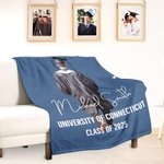 Personalized Watercolor Floral Grad Cap Graduates' Back Soft Throw Blanket with Name and Year School Celebration Home Decor Gift for Graduates